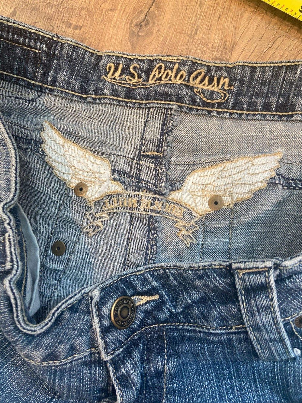 U.S. Polo Assn. Women's Flared Jeans 9/10 Y2K Wings Worn Rock N Roll